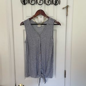 Rachel Zoe Linen Stripe Sleeveless Button Down